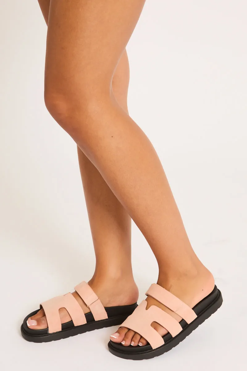Pink Faux Suede Caged Slider Sandals - Mary sold by Rebellious Fashion product image thumbnail 4