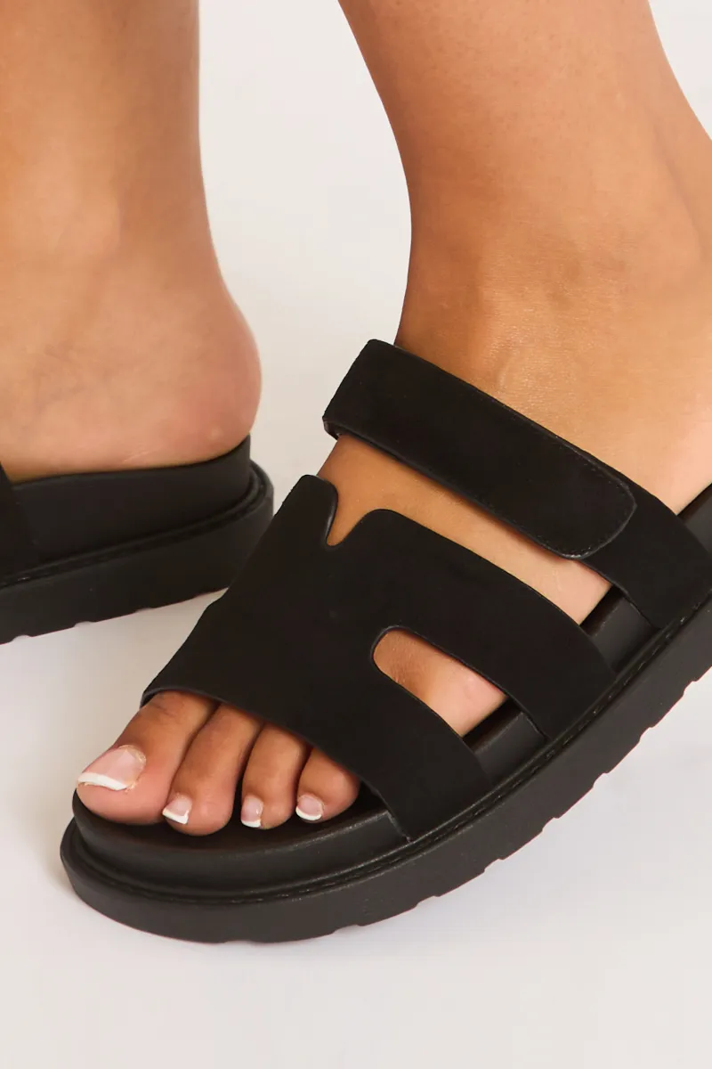 Black Faux Suede Caged Slider Sandals - Mary sold by Rebellious Fashion product image thumbnail 2
