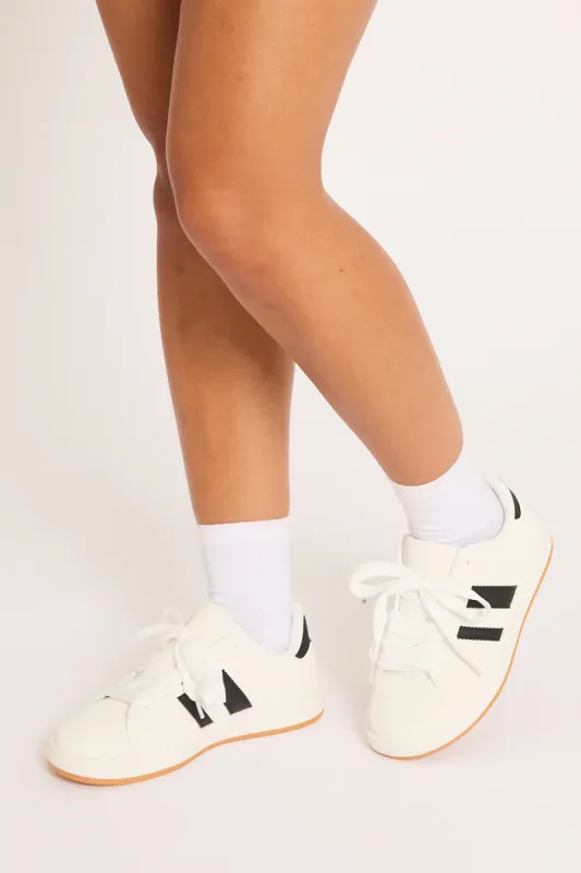 White Stripe Detail Trainers - Ashley made by Rebellious Fashion