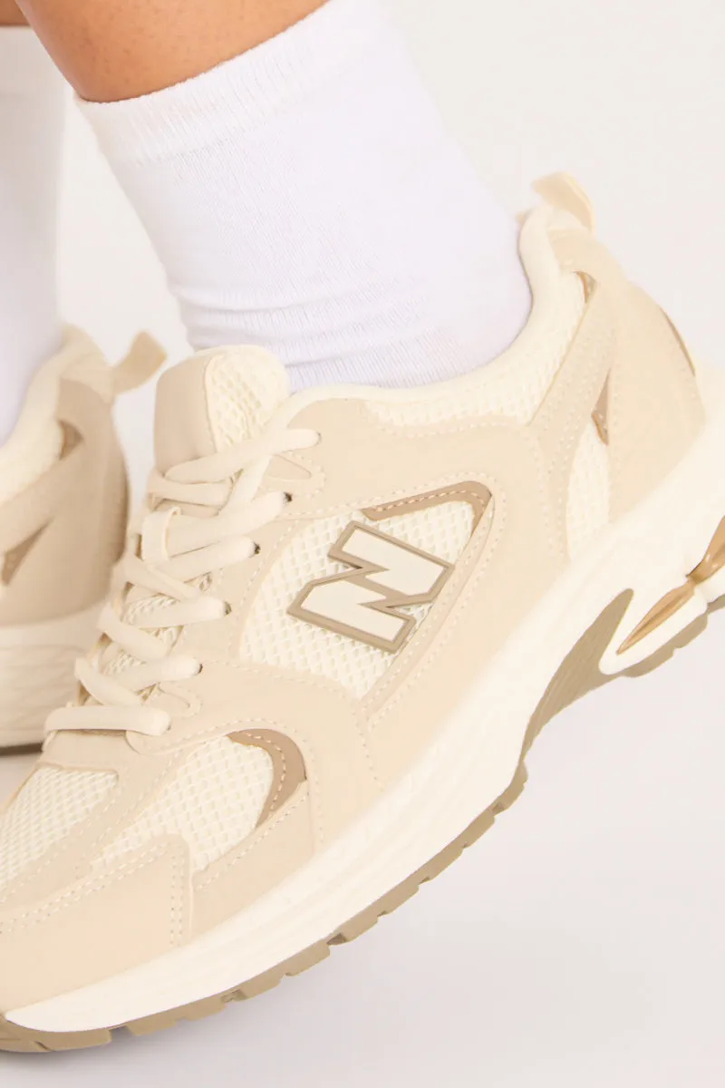 Beige Mesh Detail Chunky Trainers - Janette sold by Rebellious Fashion product image thumbnail 3