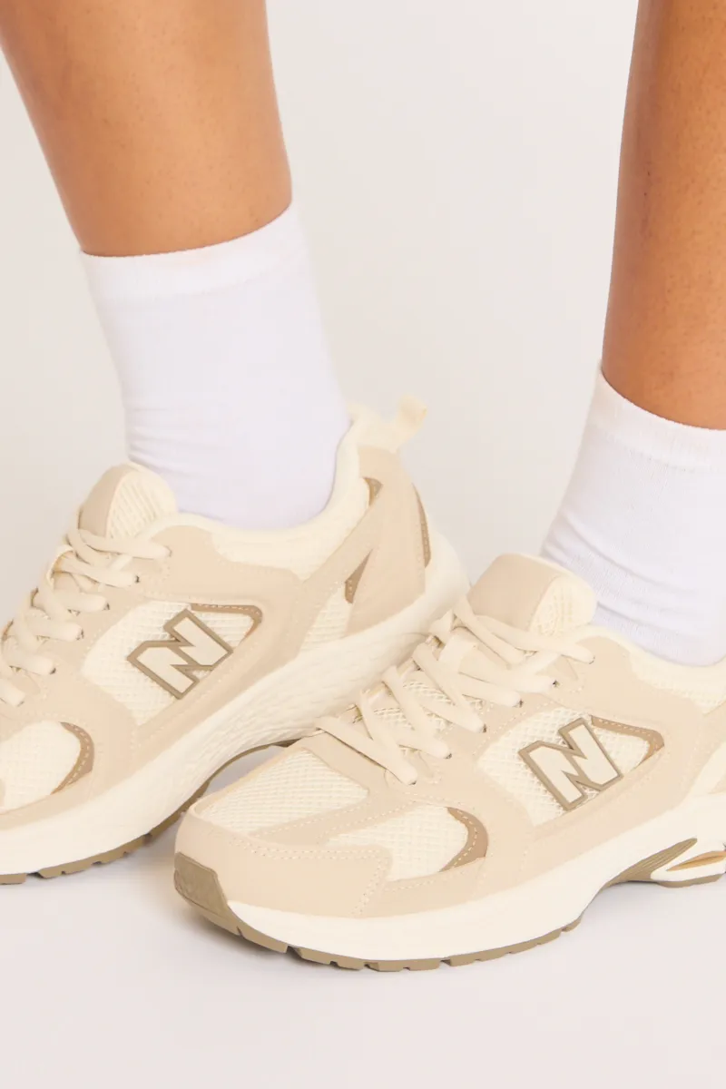 Beige Mesh Detail Chunky Trainers - Janette sold by Rebellious Fashion product image thumbnail 2