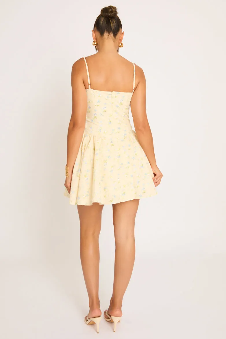 Yellow Ditsy Floral Skater Mini Dress - Lynn sold by Rebellious Fashion product image thumbnail 4