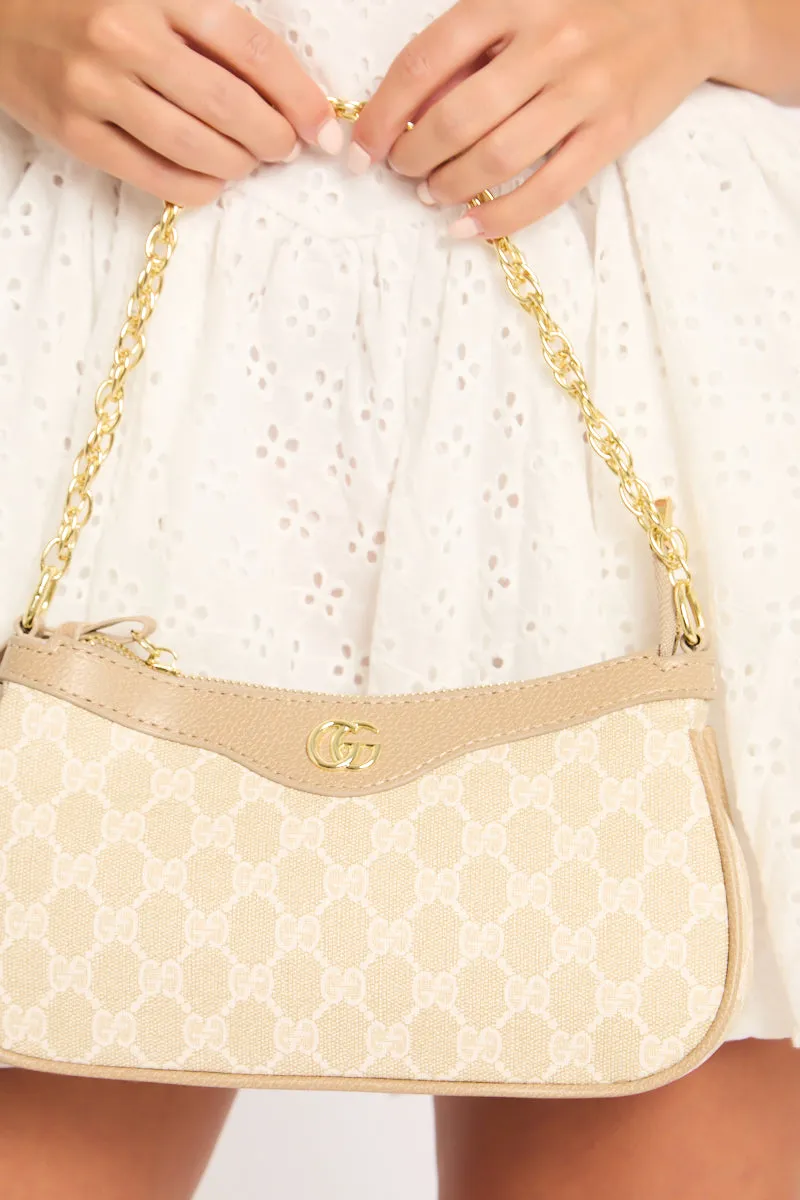 Beige Logo Monogram Shoulder Bag - Klaudia sold by Rebellious Fashion product image thumbnail 4