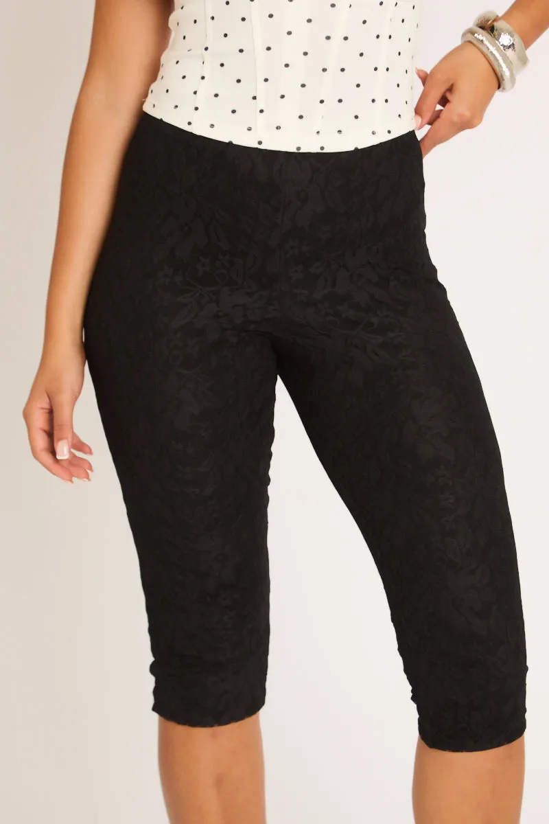 Black Lace Capri Pants - Tallulah sold by Rebellious Fashion product image thumbnail 3