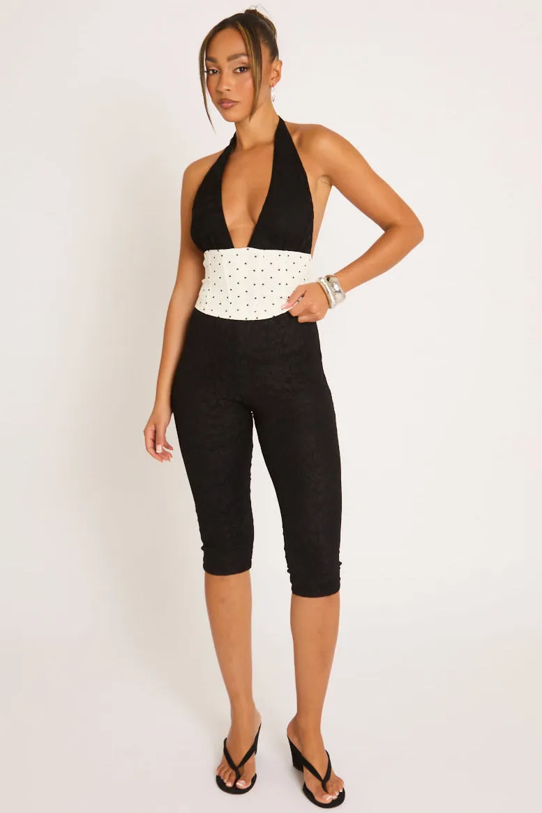 Black Lace Capri Pants - Tallulah sold by Rebellious Fashion