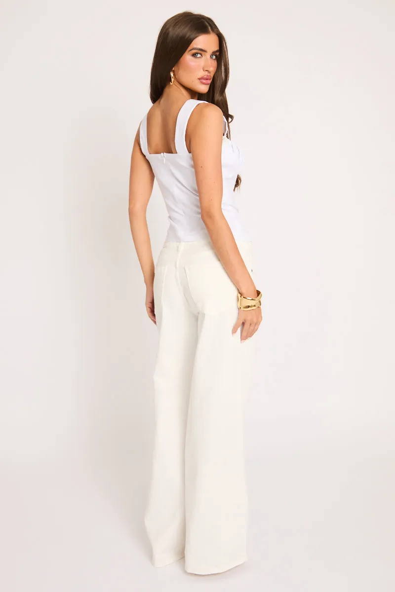 White Lace Trim Ruched Corset Top - Eden sold by Rebellious Fashion product image thumbnail 4