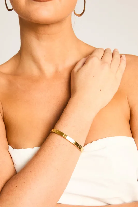 Gold Logo Detail Bangle - Ally made by Rebellious Fashion
