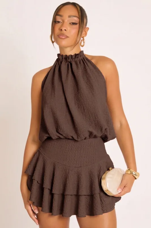 Chocolate Textured Flippy Playsuit - Bernice made by Rebellious Fashion