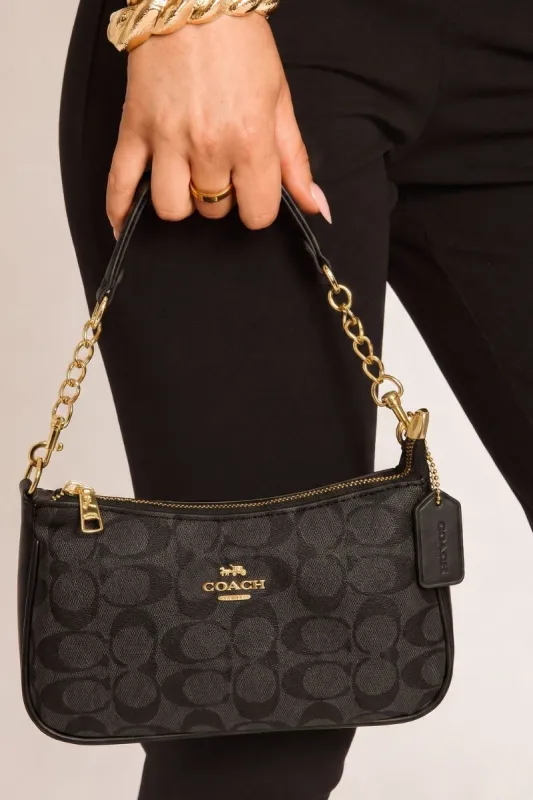 Black Logo Monogram Faux Leather Shoulder Bag - Miah made by Rebellious Fashion