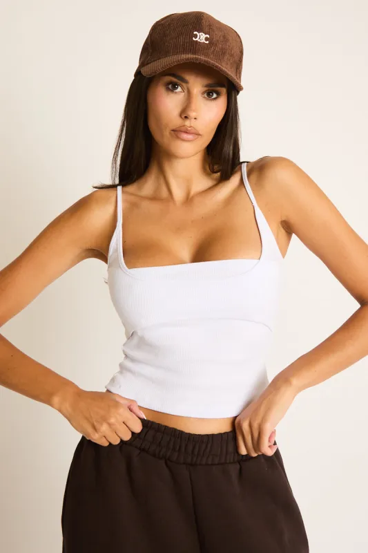 White Square Neck Strappy Rib Top - Pandora made by Rebellious Fashion