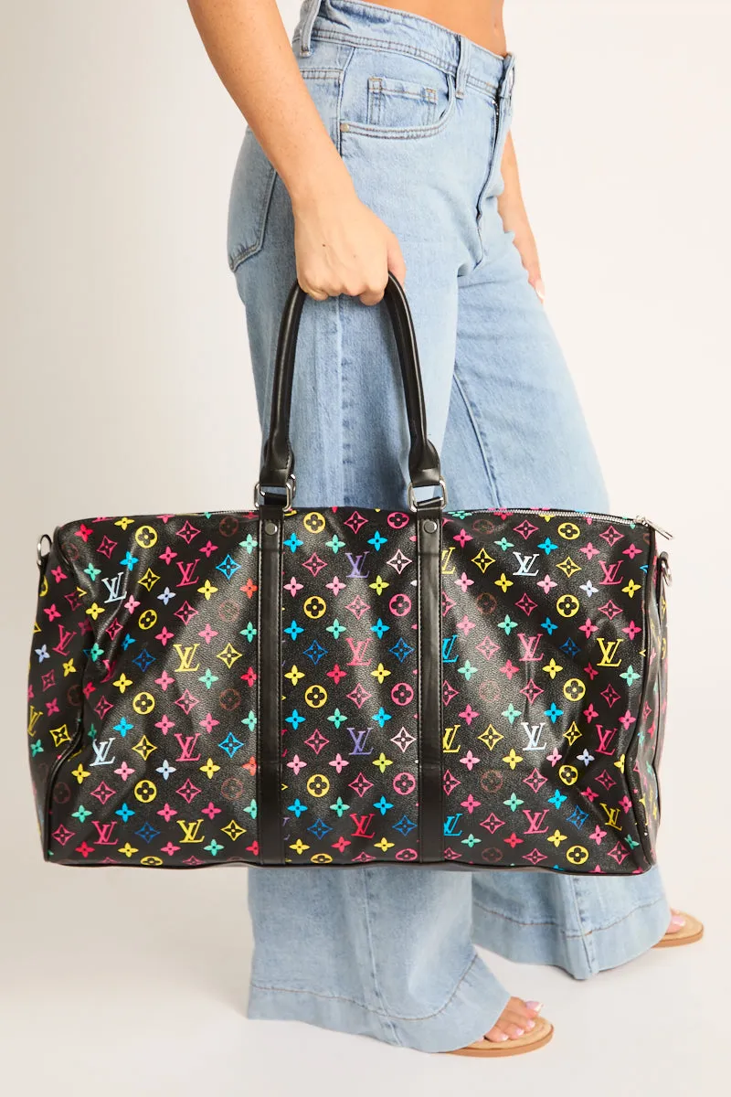 Black Monogram Oversized Travel Bag - Aoife sold by Rebellious Fashion