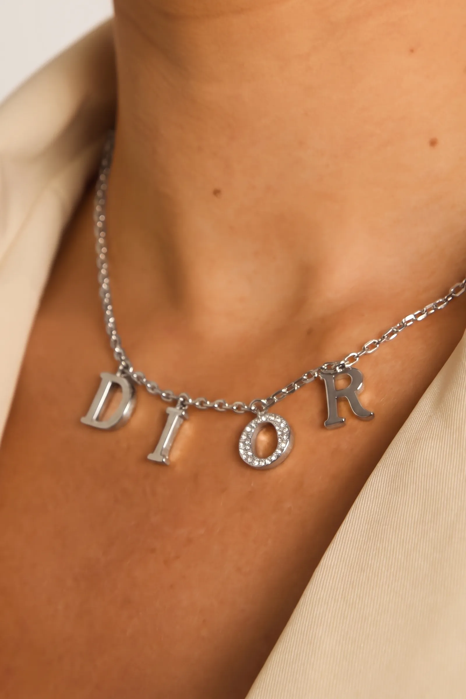 Silver Diamante Detail Charm Necklace - Tiegan sold by Rebellious Fashion product image thumbnail 4