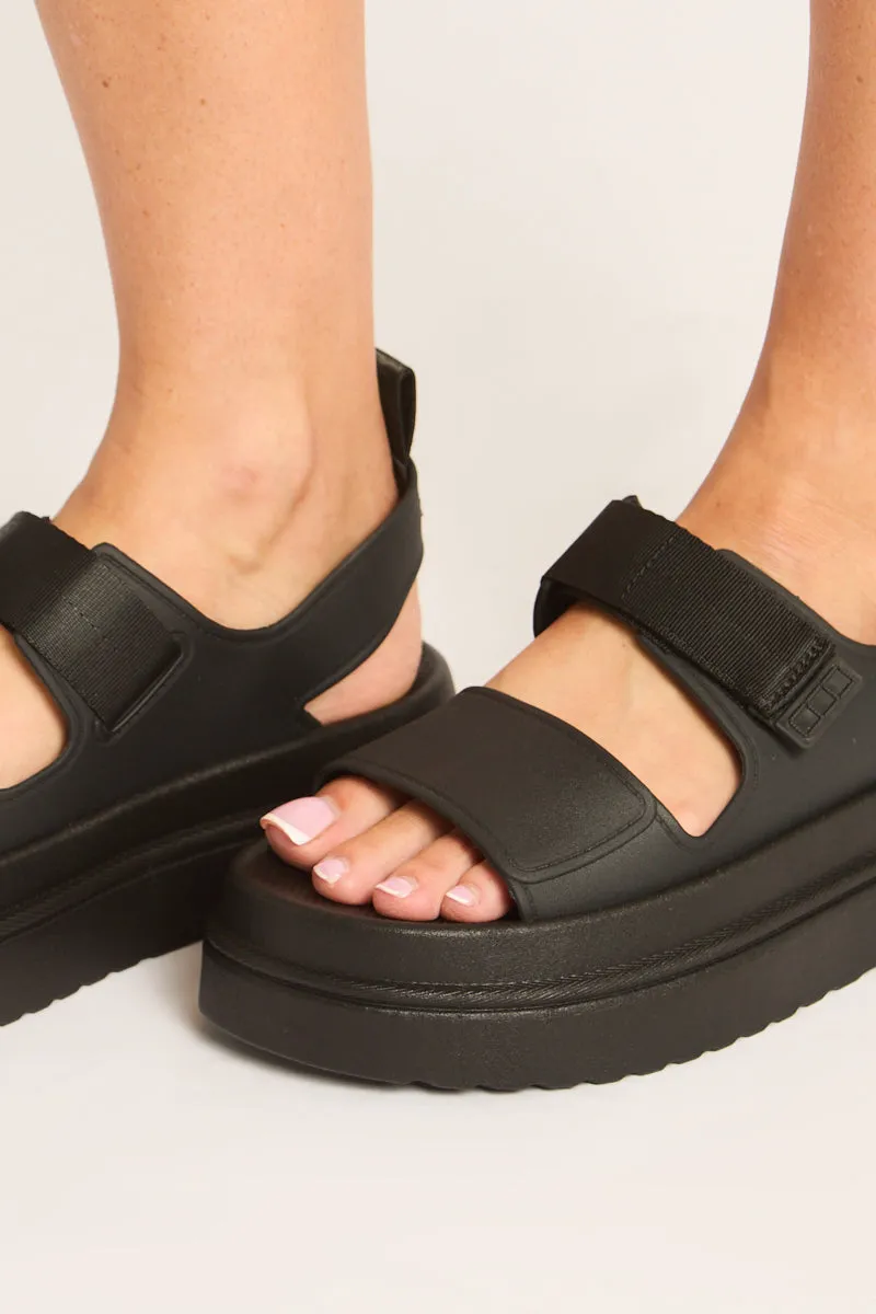 Black Strap Detail Chunky Platform Sandals - Jarrah sold by Rebellious Fashion product image thumbnail 3