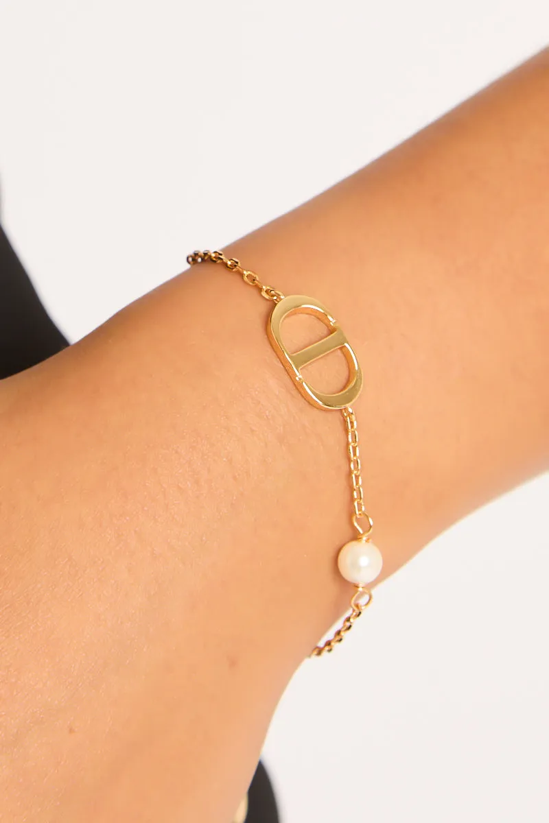 Gold Logo Detail Bracelet - Daphne sold by Rebellious Fashion product image thumbnail 4