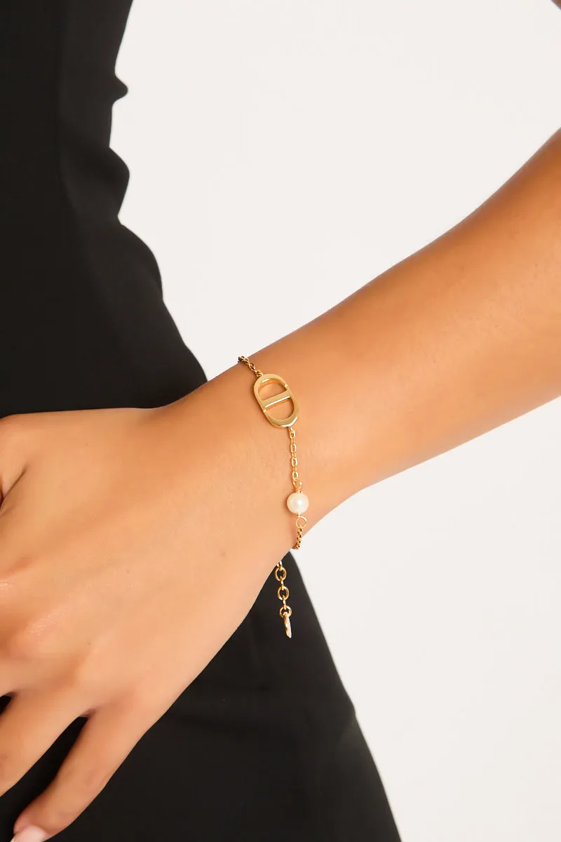 Gold Logo Detail Bracelet - Daphne sold by Rebellious Fashion product image thumbnail 2