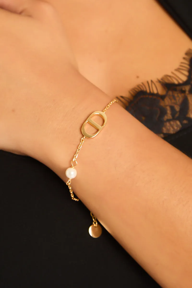 Gold Logo Detail Bracelet - Daphne sold by Rebellious Fashion product image thumbnail 3