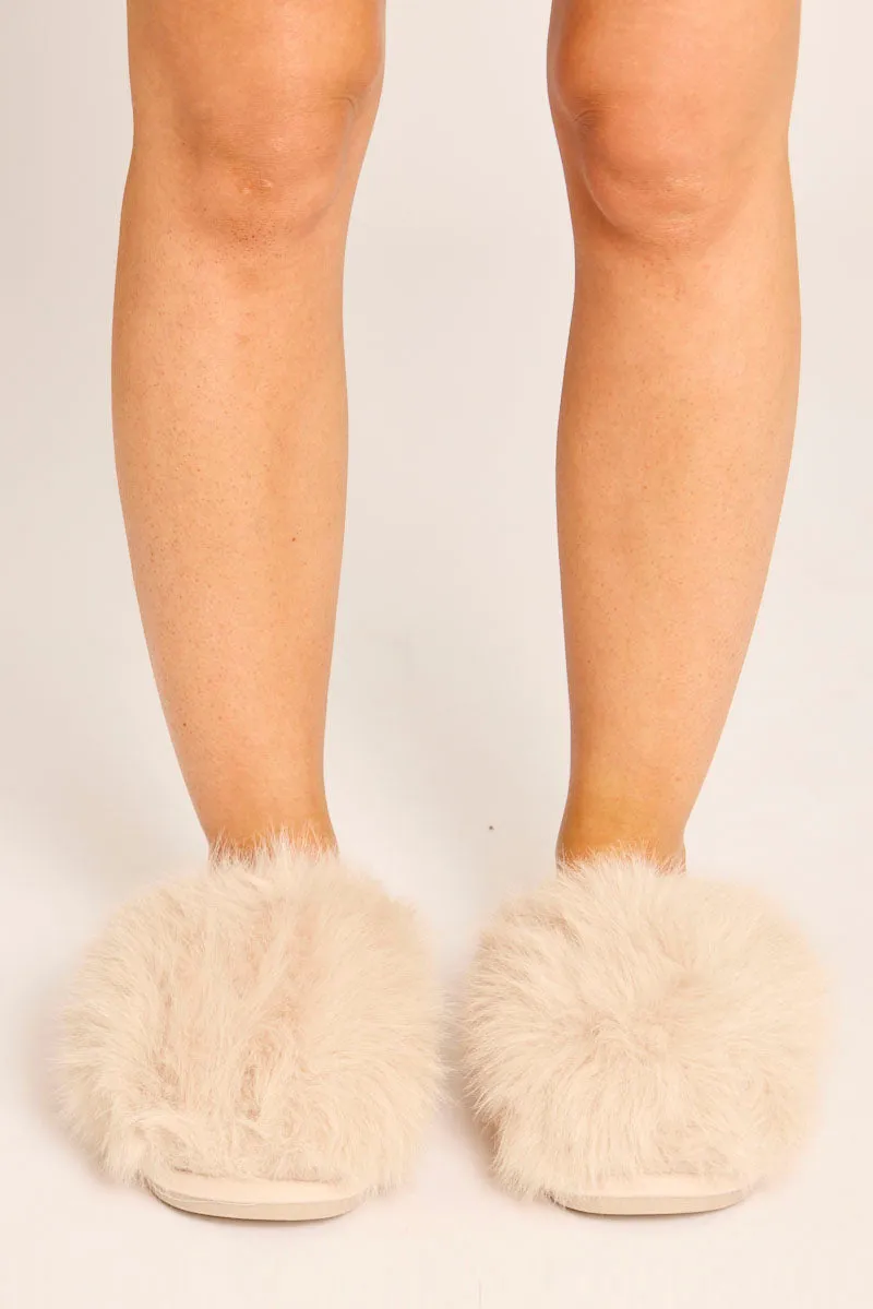 Taupe Fluffy Mule Slippers - Syliva sold by Rebellious Fashion product image thumbnail 2