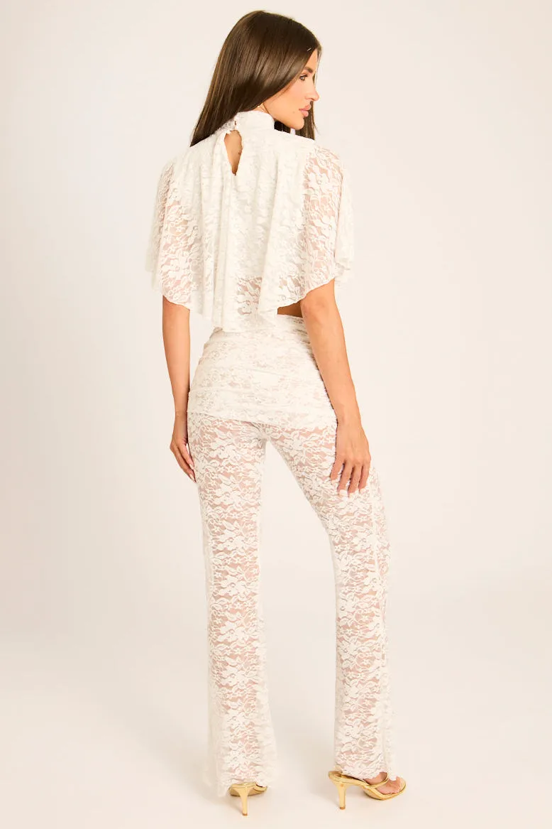 White Lace Cape Top and Flare Co-ord Set - Ula sold by Rebellious Fashion product image thumbnail 4