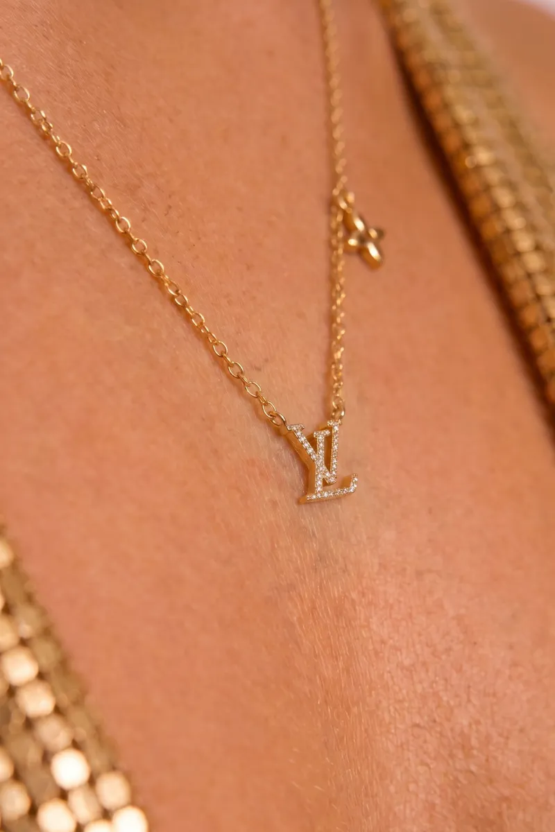 Gold Diamante Logo Necklace - Anna sold by Rebellious Fashion product image thumbnail 4