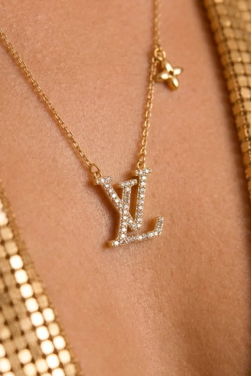 Gold Diamante Logo Necklace - Anna sold by Rebellious Fashion product image thumbnail 3