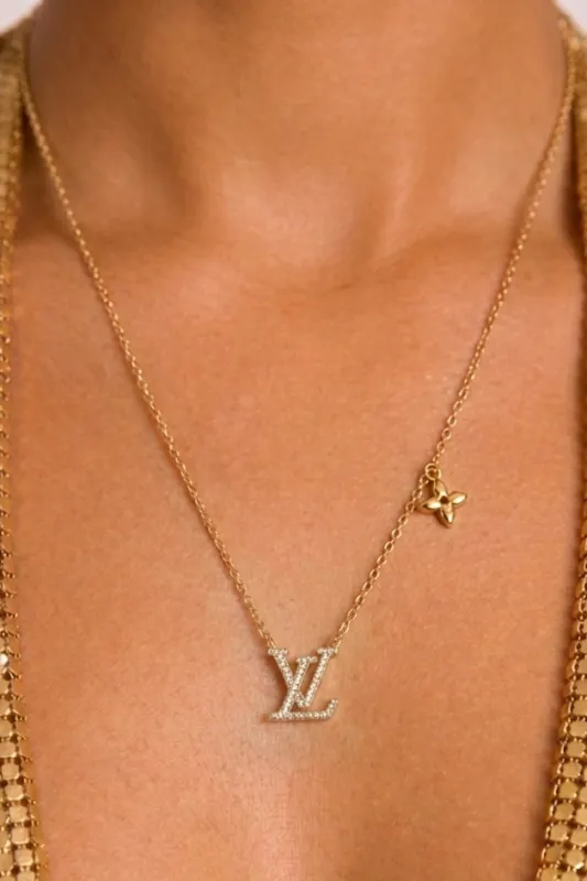 Gold Diamante Logo Necklace - Anna made by Rebellious Fashion
