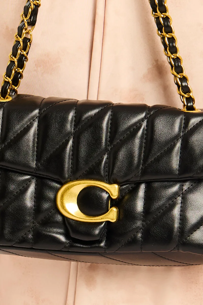 Black Quilted Faux Leather Shoulder Bag - Zeta sold by Rebellious Fashion product image thumbnail 3
