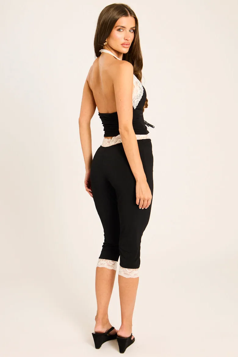 Black Lace Trim Capri Co-ord Set - Angela sold by Rebellious Fashion product image thumbnail 4