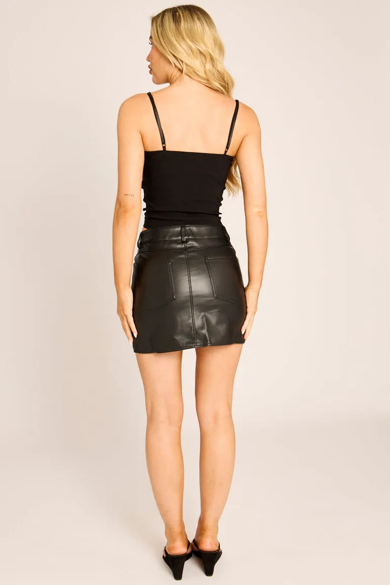 Black Faux Leather Mini Skort - Colbie sold by Rebellious Fashion product image thumbnail 4