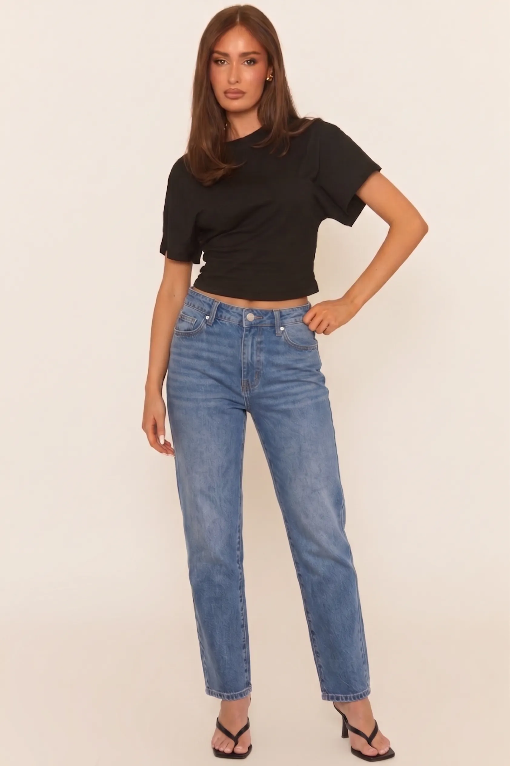 Mid Blue Washed Mom Jeans - Kerrie sold by Rebellious Fashion product image thumbnail 2