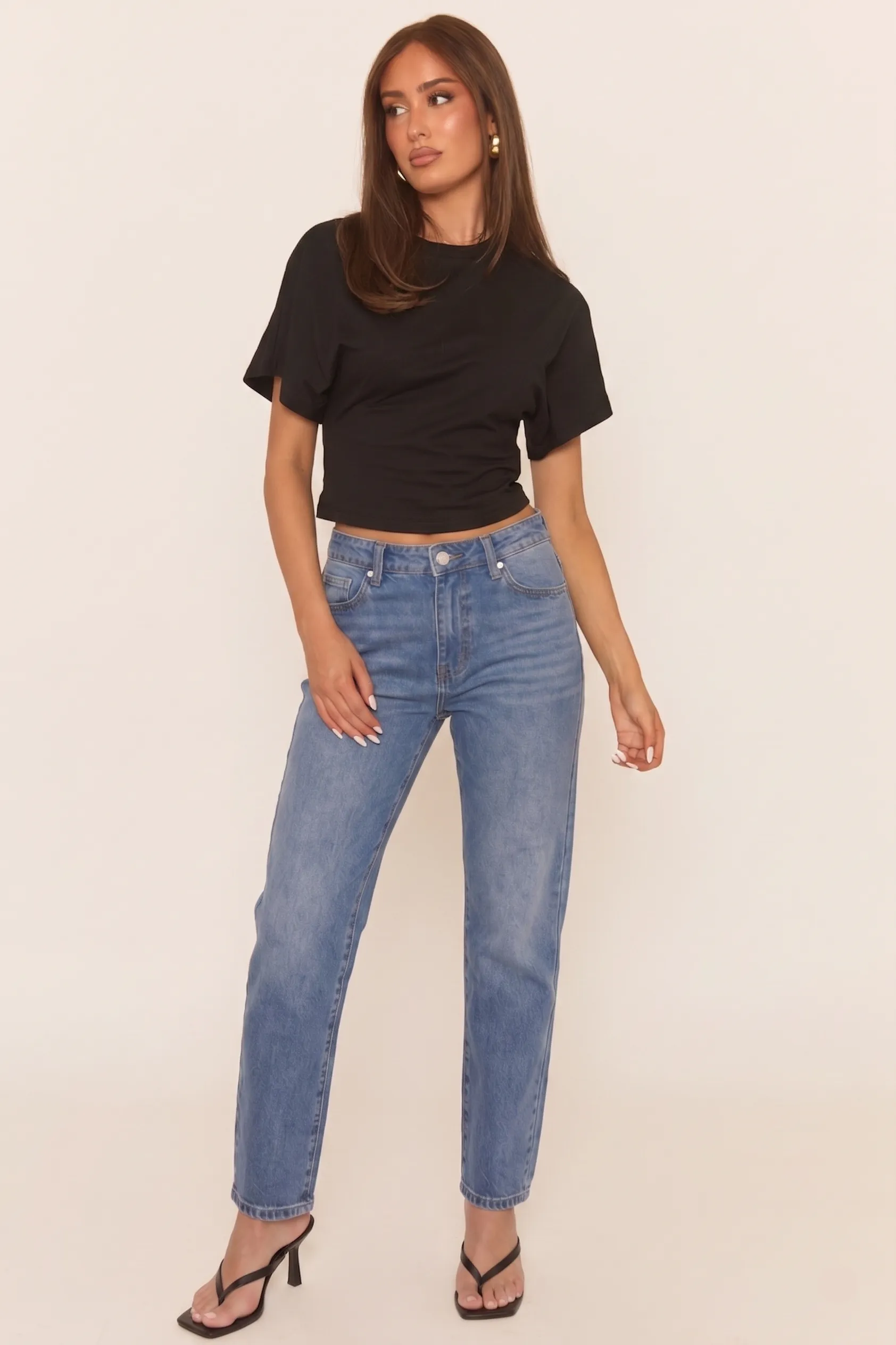 Mid Blue Washed Mom Jeans - Kerrie sold by Rebellious Fashion product image thumbnail 5