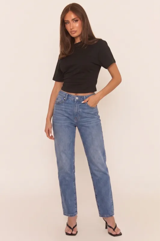 Mid Blue Washed Mom Jeans - Kerrie made by Rebellious Fashion