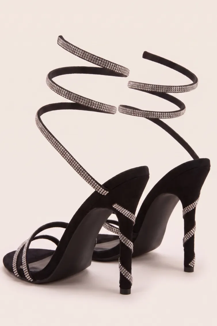 Silver Diamante Detail Wrap Up Strappy Heels - Charlia sold by Rebellious Fashion product image thumbnail 4