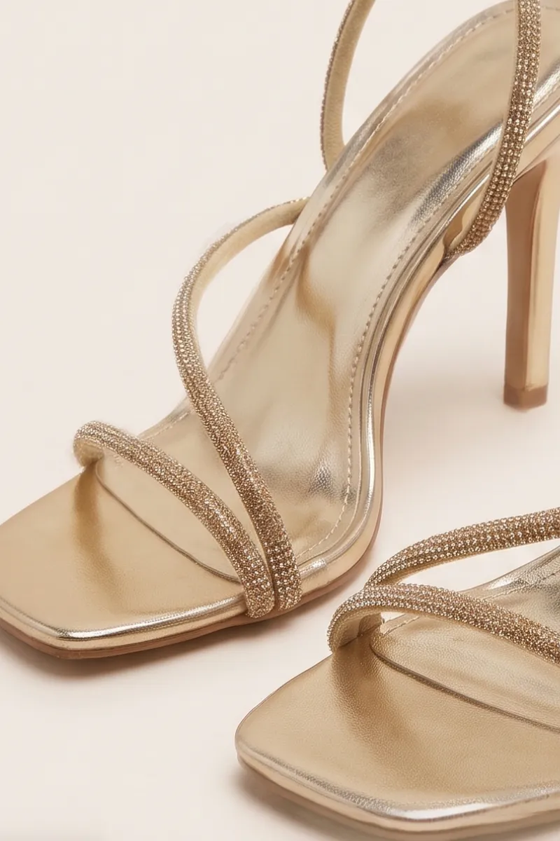 Gold Diamante Detail Strappy Heels - Damika sold by Rebellious Fashion product image thumbnail 5