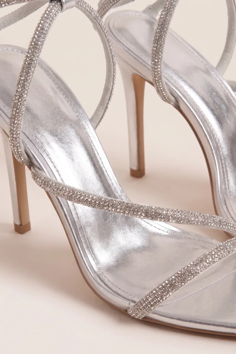 Silver Diamante Detail Strappy Heels - Damika sold by Rebellious Fashion product image thumbnail 3