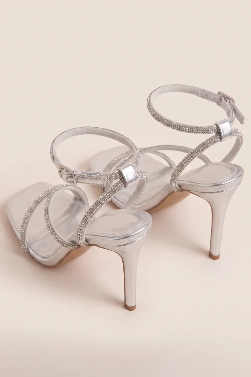 Silver Diamante Detail Strappy Heels - Damika sold by Rebellious Fashion product image thumbnail 4