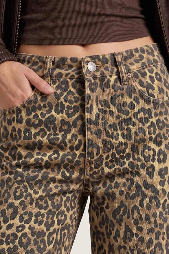 Brown Leopard Print Wide Leg Denim Jeans - Clementine sold by Rebellious Fashion product image thumbnail 3
