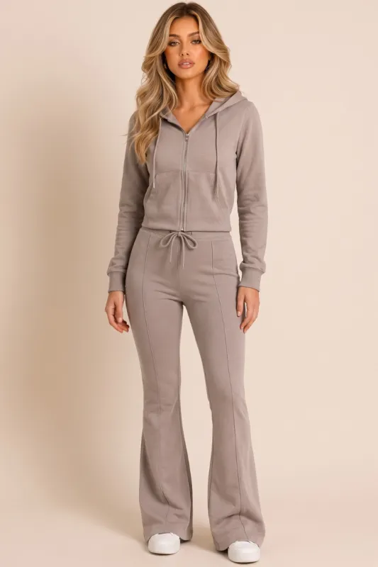 Dove Grey Cropped Fit Hoodie And Jogger Loungewear Co-ord Set - Vivienne made by Rebellious Fashion