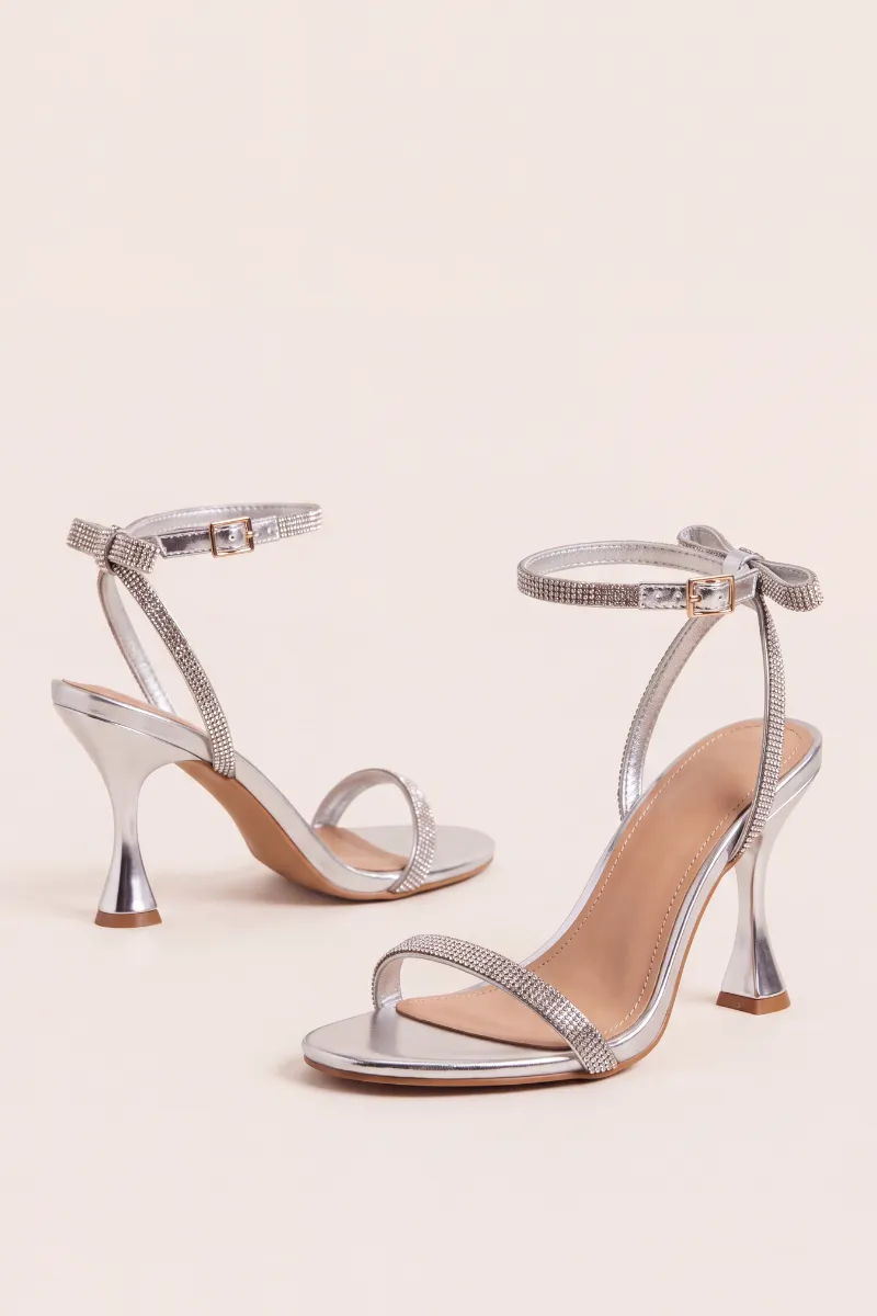 Silver Diamante Detail Strappy Heels - Jaelyn sold by Rebellious Fashion product image thumbnail 4