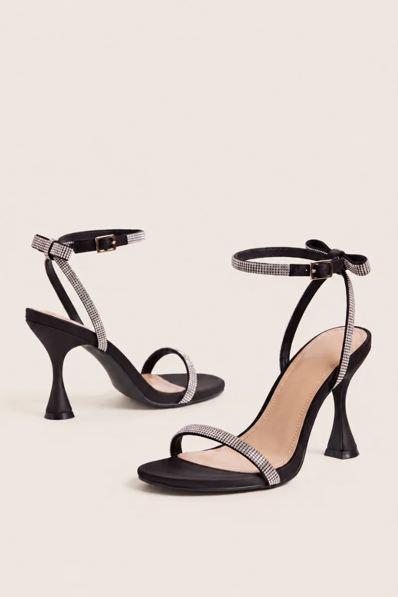 Black Diamante Detail Strappy Heels - Jaelyn sold by Rebellious Fashion product image thumbnail 4