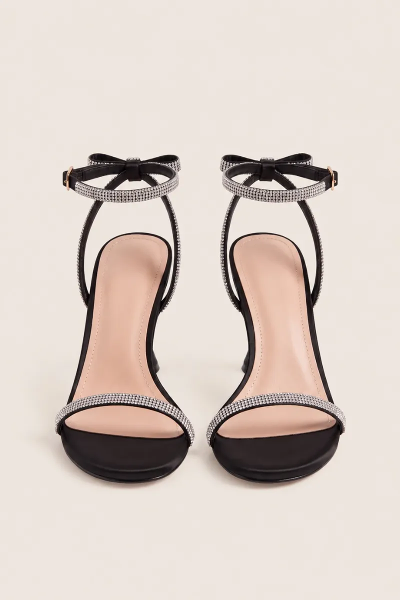Black Diamante Detail Strappy Heels - Jaelyn sold by Rebellious Fashion product image thumbnail 3