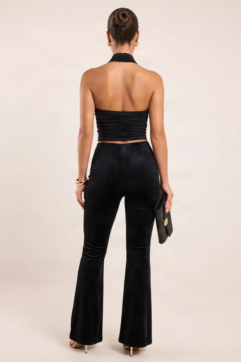 Black High Neck Halter Ruched Top - Mariah sold by Rebellious Fashion product image thumbnail 4