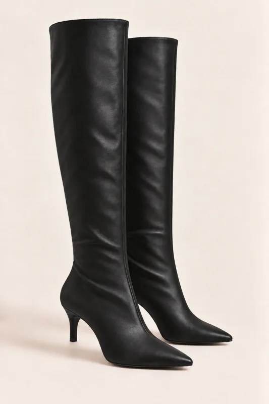 Black PU Stiletto Knee High Boots - Lexi made by Rebellious Fashion