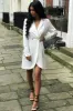 White Button Detail Blazer Dress - Kayleigh sold by Rebellious Fashion