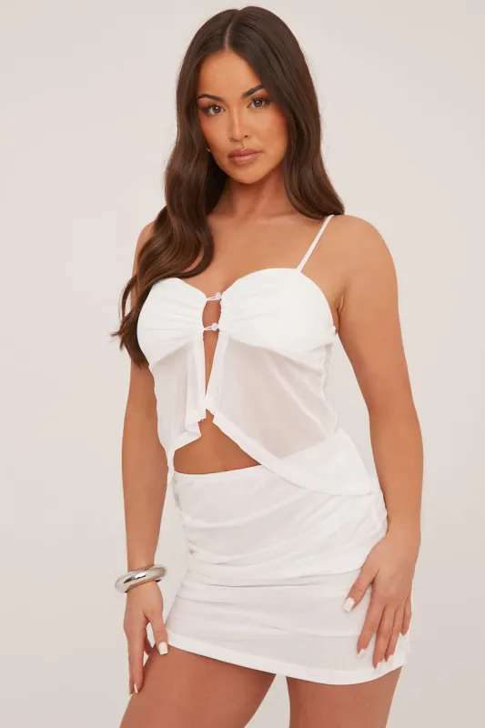 White Mesh Button Up Front Cropped Top - Aalin sold by Rebellious Fashion