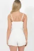 White Embroidered Fringe Playsuit - Kinsley sold by Rebellious Fashion