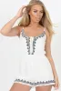 White Embroidered Fringe Playsuit - Kinsley sold by Rebellious Fashion