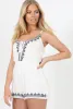 White Embroidered Fringe Playsuit - Kinsley sold by Rebellious Fashion