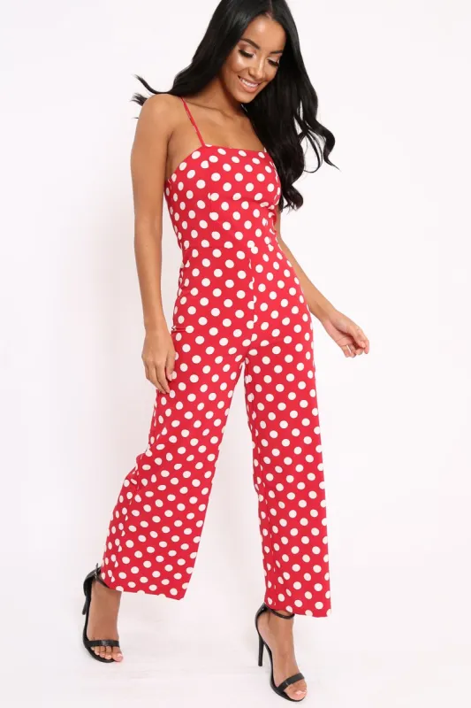 Red Polka Dot Jumpsuit - Witney sold by Rebellious Fashion