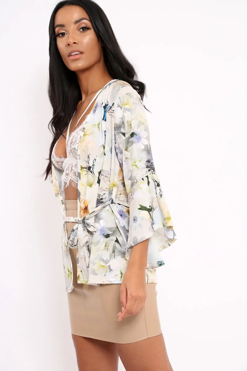 White Floral Kimono Blouse - Malenie sold by Rebellious Fashion product image thumbnail 3