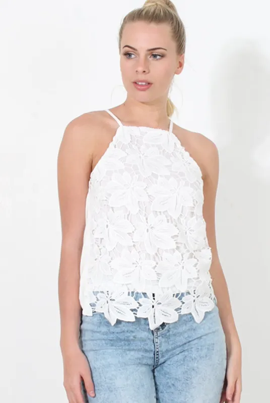 White Crochet Strappy Top - Lexah sold by Rebellious Fashion
